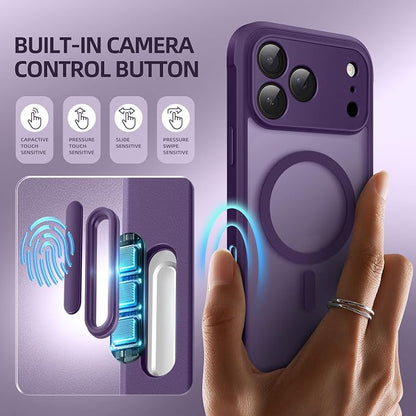 BERFY for iPhone 17 Pro Max Case, Compatible with MagSafe, Built-in Privacy Screen Protector, Camera Protection, Shockproof Full Body Phone Case 6.9", Translucent Deep Purple