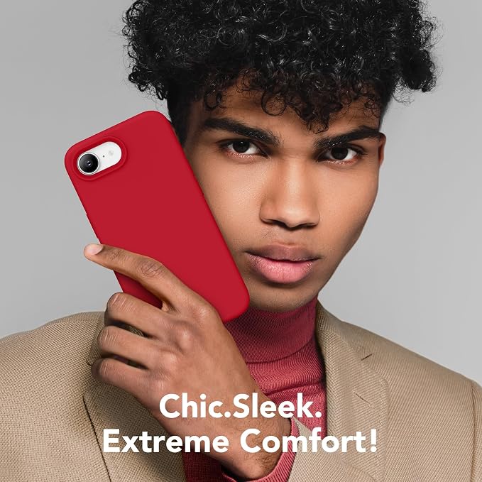Magnetic for iPhone 17e/iPhone 16e Case, Compatible with MagSafe, [Soft Anti-Scratch Microfiber Lining] Slim Silicone Shockproof Protective Phone Case for iPhone 17e/16e 6.1", Deep Red