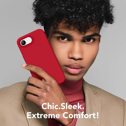 Magnetic for iPhone 17e/iPhone 16e Case, Compatible with MagSafe, [Soft Anti-Scratch Microfiber Lining] Slim Silicone Shockproof Protective Phone Case for iPhone 17e/16e 6.1", Deep Red