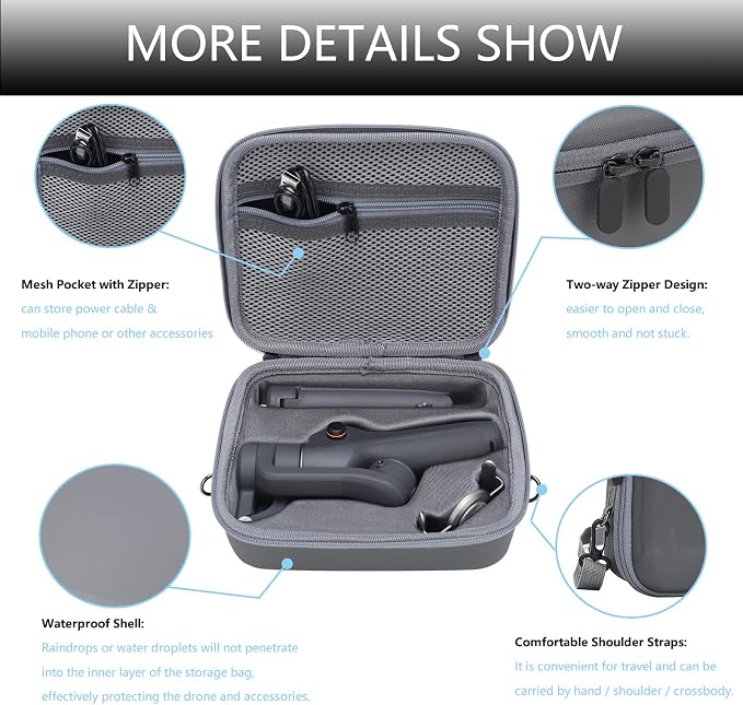 Travel Case for DJI OM 6 - Portable Storage Bag Hardshell Carrying Case Fits DJI Osmo Mobile 6 Smartphone Gimbal Stabilizer and Accessories(Grey)