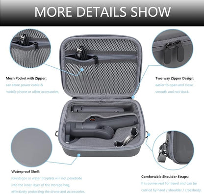 Travel Case for DJI OM 6 - Portable Storage Bag Hardshell Carrying Case Fits DJI Osmo Mobile 6 Smartphone Gimbal Stabilizer and Accessories(Grey)