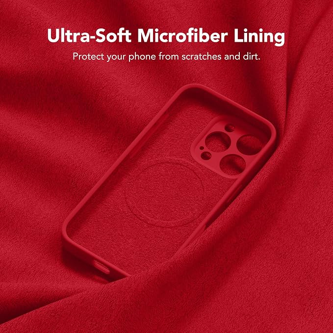 Magnetic for iPhone 16 Pro Case, Compatible with MagSafe, [Full Camera Protection][Screen Protector] Silicone Shockproof Protective Phone Case for iPhone 16 Pro 6.3", Deep Red