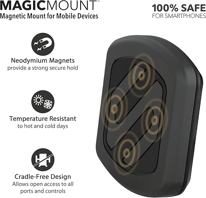 Scosche MBM2SMI MagicMount Magnetic Bike Phone Mount, Universal Fit, 360 views, Adjustable Rubber Elastic Bands, Magnet Mount for Cellphone