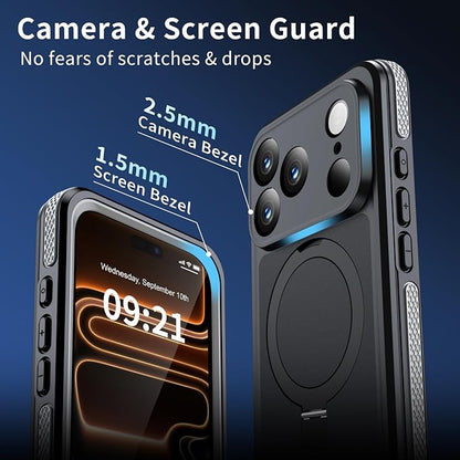 ANTSHARE Magnetic for iPhone 17 Pro Case Waterproof, Built in Screen Protector [Compatible with MagSafe] [Invisible Stand] [IP68 Underwater], Full Body Protection Phone Case 6.3'', Black