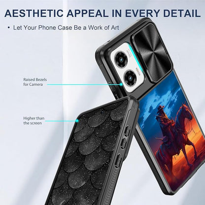 For Motorola Moto G Stylus 5G 2024 Case with Cowboy Riding Horse, Metal Slide Camera Cover, Screen Protector, Anti-Peeping Privacy Safeguard, Camera Lens Protector Phone Case for Moto G Stylus 5G 2024