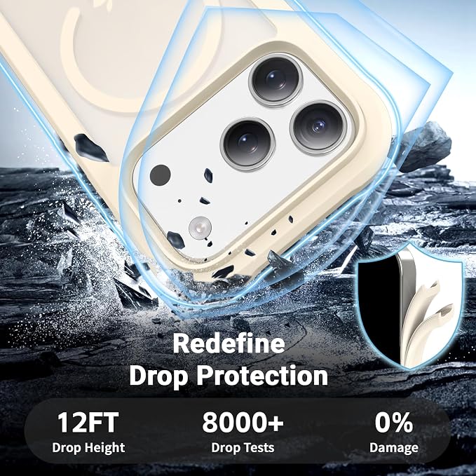 jaroco Magnetic for iPhone 17 Pro Case, [Compatible with MagSafe][Military Grade Drop Protection][Heavy Duty Protection][Non-Slip][Shockproof] 2-Layer Durable Bumper Phone Casee 6.3''-Antique White