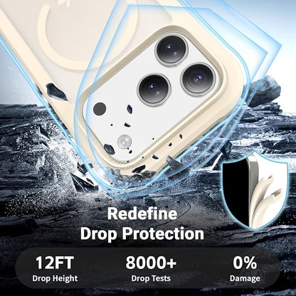 jaroco Magnetic for iPhone 17 Pro Case, [Compatible with MagSafe][Military Grade Drop Protection][Heavy Duty Protection][Non-Slip][Shockproof] 2-Layer Durable Bumper Phone Casee 6.3''-Antique White