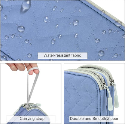 FYY Travel Cable Organizer Pouch Electronic Accessories Carry Case Portable Waterproof Double Layers All-in-One Storage Bag for Cord, Charger, Phone, Pattern Blue