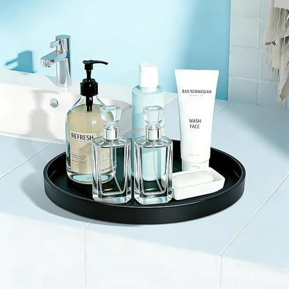 1 Pack 13.5" Bathroom and Vanity Tray, ABS Bathroom Counter Organizer, Coffee Table Decor for Perfume, Candles, Keys &More. Kitchen Countertop Organizer, Decorative Tray Soap Holder, Black