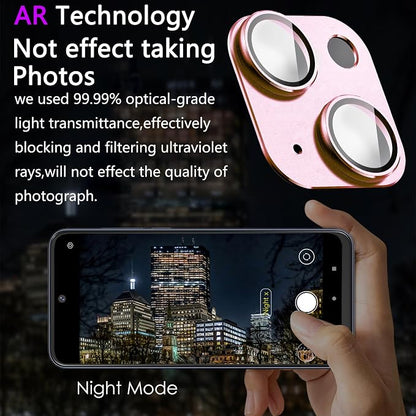 2 Pack Camera Lens Protector for iPhone 15/15 Plus,[Not Easy to Breakn ] AR Tempered Glass Strong Adsorption Metal Camera Cover Screen-Pink