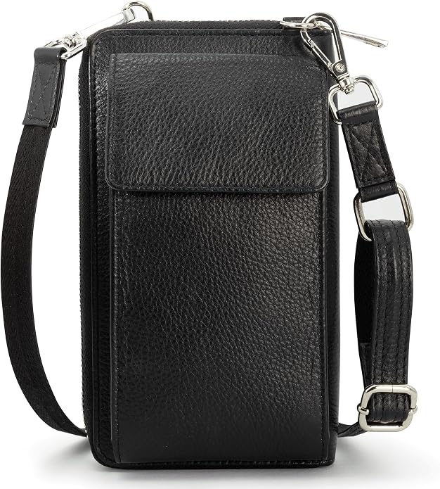 BULL GUARD Crossbody Leather Wallet Phone Purse, Anti Theft and RFID Blocking, Elegant Design for Travel