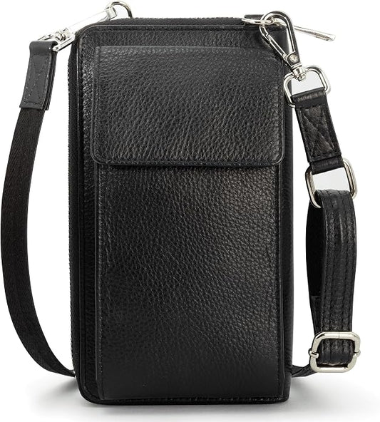 BULL GUARD Crossbody Leather Wallet Phone Purse, Anti Theft and RFID Blocking, Elegant Design for Travel