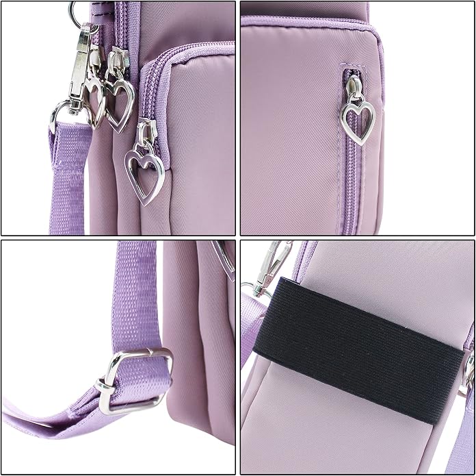 JUMISEE 3-Layers Crossbody Bag Cellphone Pouch Armband Wallet Nylon Smartphone Purse