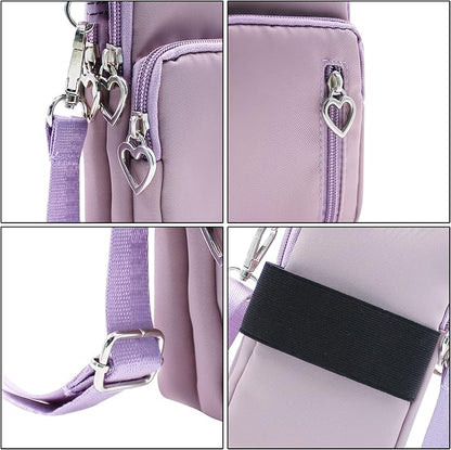 JUMISEE 3-Layers Crossbody Bag Cellphone Pouch Armband Wallet Nylon Smartphone Purse