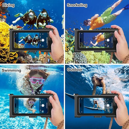 Universal Underwater Diving Phone Case with Bluetooth Controller, IP68 50FT Waterproof for iPhone 17 (Standard Only), iPhone 16/15/14/13/12/11 & Galaxy S24/S23/S22, Black+Orange