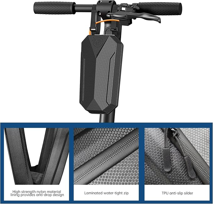 Hiboy Scooter Storage Bag, 3L/4L Large Capacity Scooter Handlebar Bag, Front Hanging Bag for Electric Scooter/Electric Bike, for Carrying Chargers, Phone, Keys with Waterproof Hardshell EVA Material