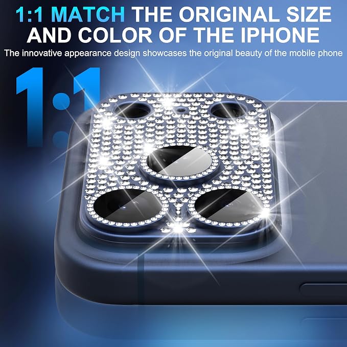 Suoman for iPhone 17 Pro Max Camera Lens Protector, [All-in-one Diamond] [Strong-Adhesion] Metal Frame Tempered Glass Camera Lens Cover -Blue