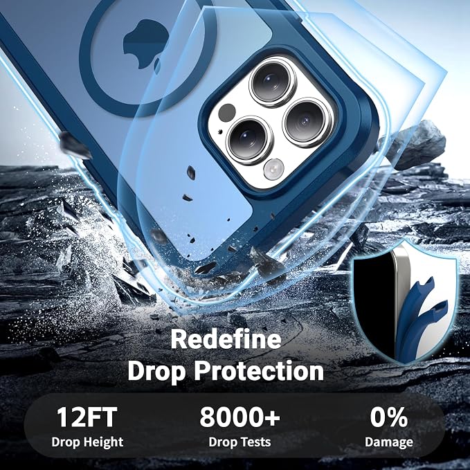 jaroco Magnetic for iPhone 16 Pro Case, [Compatible with MagSafe][Military Grade Drop Protection][Heavy Duty Protection][Non-Slip][Shockproof] 2-Layer Durable Bumper Phone Case 6.3''-Deep Blue