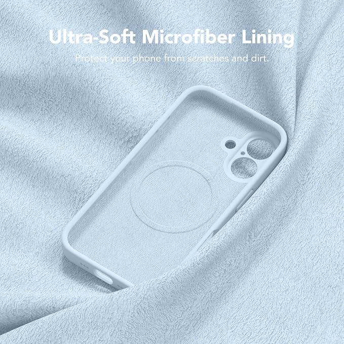 Magnetic for iPhone 16 Plus Case, Compatible with MagSafe, [Full Camera Protection][Screen Protector] Silicone Shockproof Protective Phone Case for iPhone 16 Plus 6.7", Light Blue