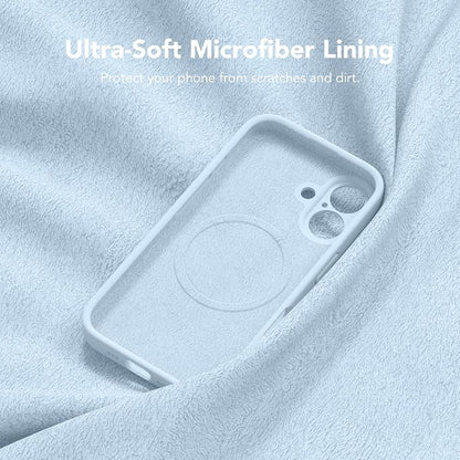 Magnetic for iPhone 16 Plus Case, Compatible with MagSafe, [Full Camera Protection][Screen Protector] Silicone Shockproof Protective Phone Case for iPhone 16 Plus 6.7", Light Blue