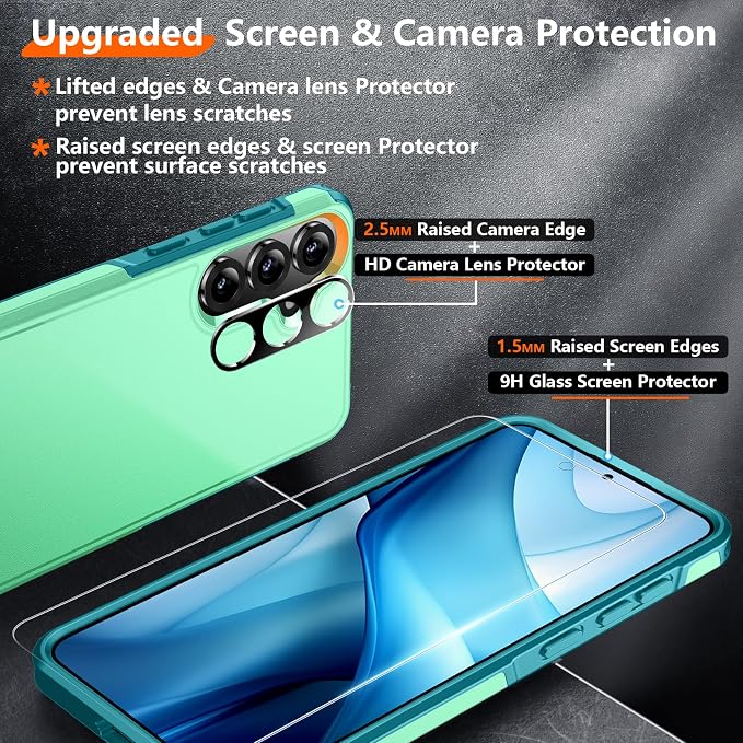 Red2Fire for Samsung Galaxy S25 Case, [Military Grade Drop Protection] Heavy Duty Full Body Shockproof Protection Non-Slip Phone Case for S25 Case 6.2 inch,Light Green