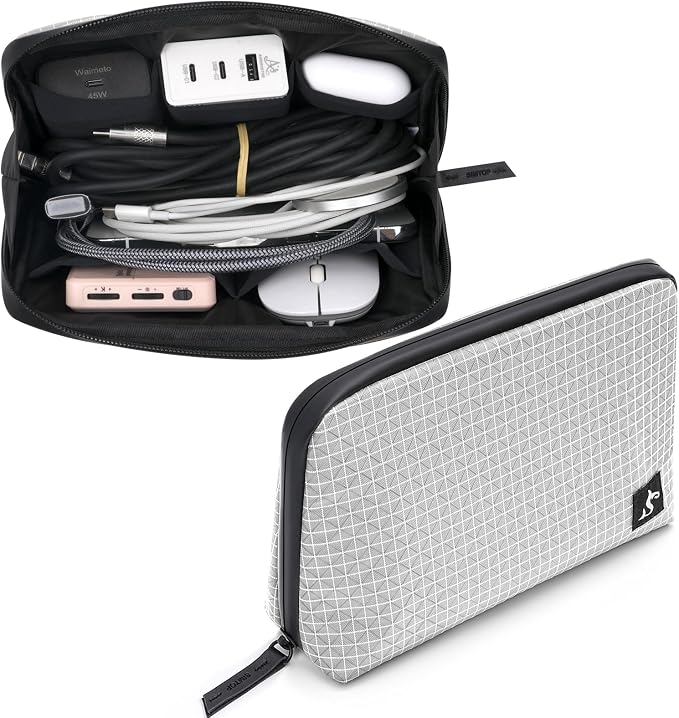SIMTOP Cord Organizer Travel Small Tech Bag Pouch Case for Cords, Charger, Hard Drive, Power Bank – Water-Resistant Electronics Organizer, Small Portable Gadget Case for Travel