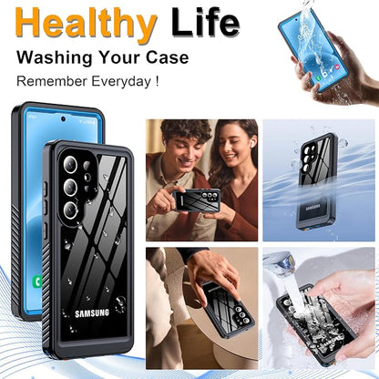 for Samsung Galaxy S25 Ultra Case, IP68 Waterproof with Built-in Screen&Lens Protector [14FT Military Shockproof] Full Body Heavy Duty Protective Phone Case for S25 Ultra 5G, Blue