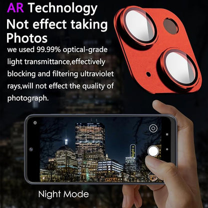 2 Pack Camera Lens Protector for iPhone 14/14 Plus,Metal AR Tempered Glass Rear Camera Screen Cover,Anti-Scratch,Strong Adsorption,Case Friendly, Easy to Install-Red