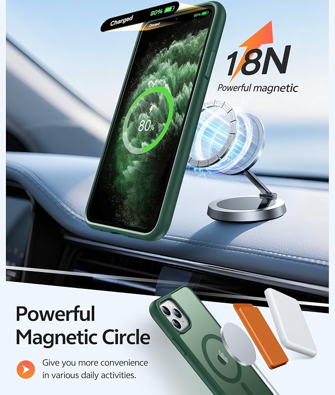 FNTCASE for iPhone 11 Pro Case: [Compatible with Magsafe] Translucent Matte Magnetic Phone Cover - Military Grade Drop Protection Shockproof Protective for iPhone 11Pro 2019 Cases - Green