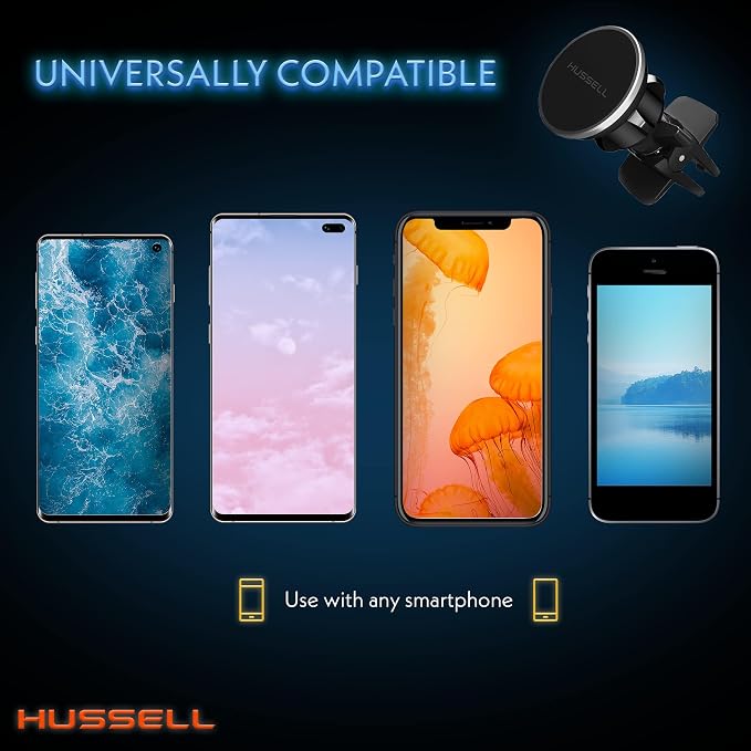 HUSSELL Magnetic Phone Car Mount, Air Vent Phone Mount for Car 360° Adjustable Universal Magnet Phone Holder - Compatible with Any Cell Phone, iPhone Galaxy LG Huawei