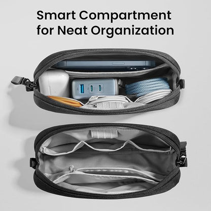 tomtoc Electronics Organizer Travel Case, Water Resistant Travel Bag Cable Organizer for Essentials, Tech Pouch Accessories Carry Storage for Cord, Phone, Cables, Airpods, USB Flash Drive, Daily Items | Water Resistant Tech Pouch Accessories Travel Bag...