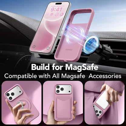 GONEZ Magnetic for iPhone 17 Pro Case, Compatible with MagSafe, [Screen Protector + Camera Lens Protector], Liquid Silicone Anti-Scratch Shockproof Protective Phone Case 6.3 inch, Blackcurrant