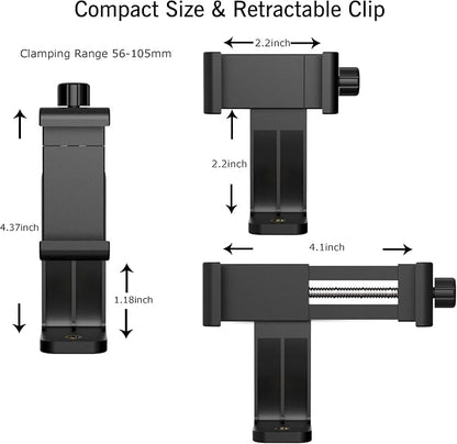 Ailun Phone Holder/Vertical and Horizontal Tripod Mount Adapter Rotatable Bracket with 1/4 inch Screw, Adjustable Clip for iPhone, Android Cell Phone, Selfie Stick, Camera Stand