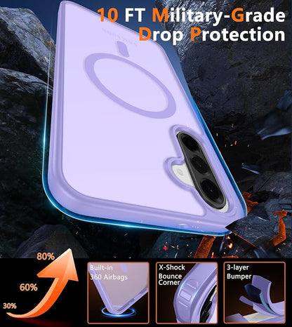 FNTCASE for Galaxy A26 5G Phone Case: Magnetic Matte Translucent Military Grade Drop Protection Cell Phone Cover - Slim Rugged Durable Shockproof Protective for Samsung A26 Cases - Light Purple