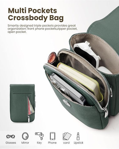 befen Genuine Leather Small Crossbody Bags for Women, Cell Phone Cross body Purse Bag with RFID Blocking Card Slots