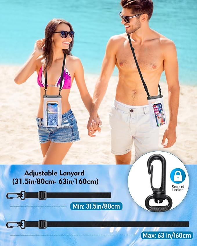 Large Waterproof Phone Pouch Universal Phone Waterproof Case for iPhone 15 14 13 12 Pro Max Galaxy S22 S21 IPX8 Water Proof Dry Bag with Wide Lanyard Large Capacity Waterproof Bag for Swimming