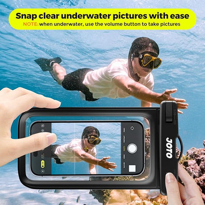 JOTO 2 Pack Waterproof Phone Pouch Case Up to 7", IPX8 Underwater Phone Case Cellphone Dry Bag for iPhone 17/Air 16 15 14 13 12 Pro Max Xs Max XR X 8 7 6S Plus SE/Galaxy S24 S23 S22 - Black & Pink