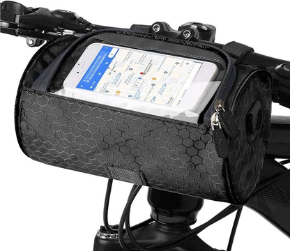 Bike Handlebar Bag, Waterproof Bicycle Front Storage Bag, Bike Phone Holder Accessories, Transparent Pouch Touch Screen with Removable Shoulder Strap for Dirt Bikes, Road Bikes, Mountain Bikes