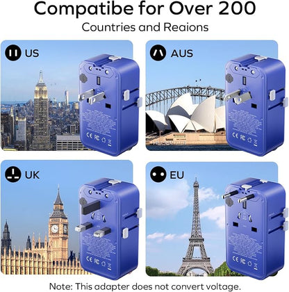 (2026 NEW) MOMAX Universal Travel Adapter, Ultra-Thin 70W GaN International Plug Adapter with 3 USB-C, 1 USB-A and AC Outlet, Works in 200+ Countries, Not a Voltage Converter, for International Travel