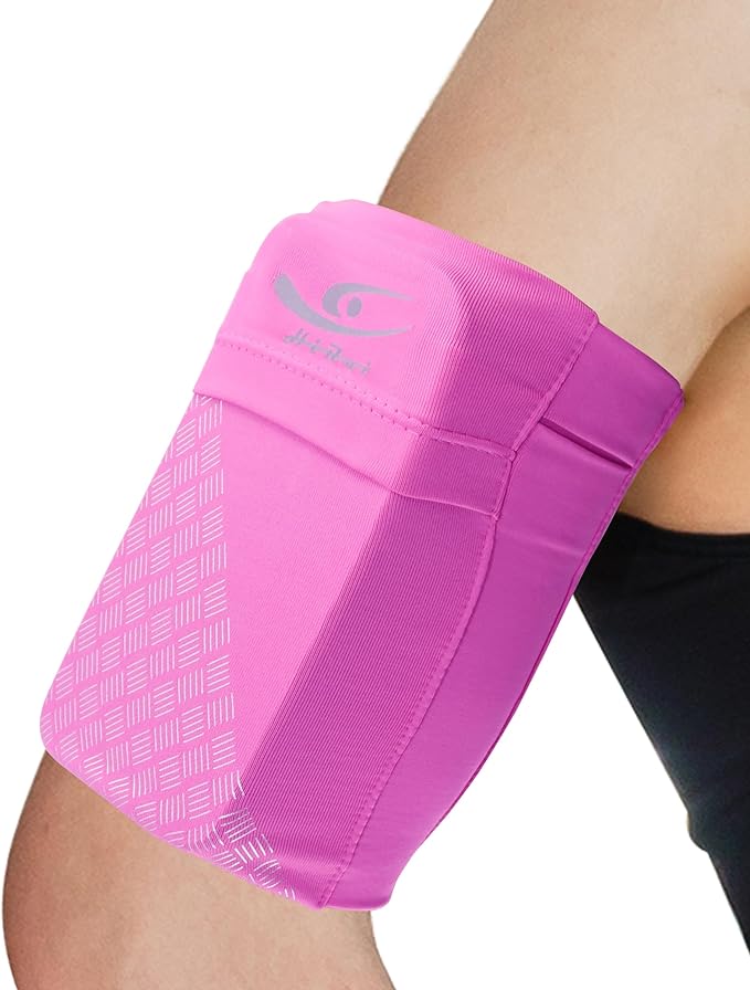 HiRui Universal Sports Armband Cell Phone Armband Sleeves Running Armband for Exercise Workout, Compatible with iPhone 17/17Plus/Pro/16/15/15Plus/14 Samsung Galaxy All Phones (X-Large, Pink)