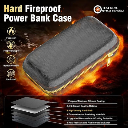 Electronics Travel Organizer, Hard Case Explosion-Proof Cables Carry Box | Fireproof Zipper, Compatible with Hard Drive, Fireproof Portable Safe Storage for Power Bank, Phone, Charger, Cord , Black