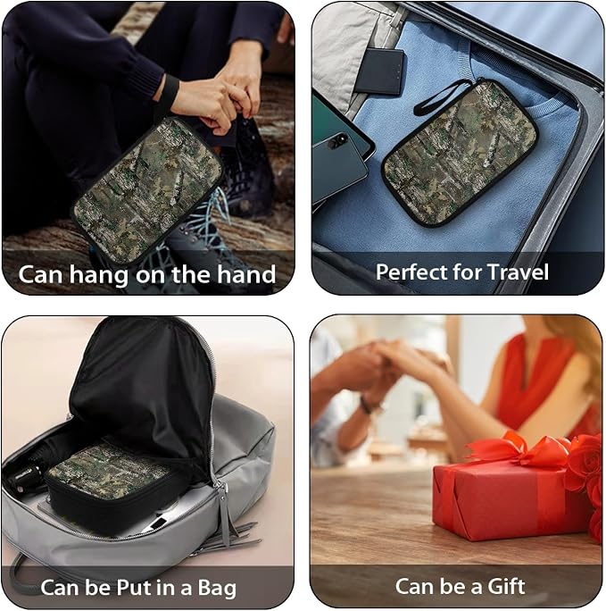 Forest Camo Print Electronics Organizer Travel Case Cord Cable Charger Organizer Bag Travel Accessories Essentials for Women Men Tech Pouch for Phone Power Bank SD Card USB