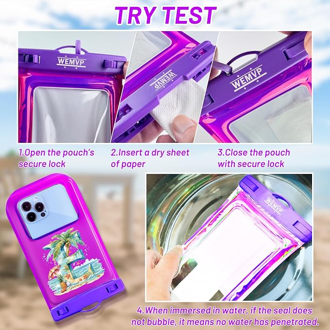 Personalized Initial Waterproof Phone Pouch Case - IPX8 Cellphone Dry Bag with Lanyard for iPhone 16/15/14/13/12 Pro Max (6.1–6.9"), Beach & Cruise Ship Essentials with Monogrammed Design (Purple, E)
