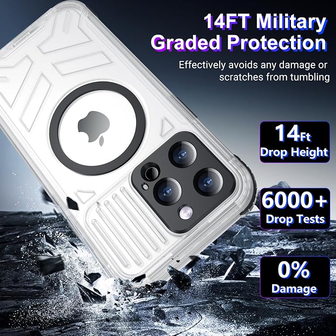 Temdan Magnetic for iPhone 15 Pro Max Case Waterproof,[Built-in Screen & Camera Protector][Full Body Shockproof][IP68 Underwater][Dustproof] Shockproof Phone Case for iPhone 15 Pro Max 6.7"-Black