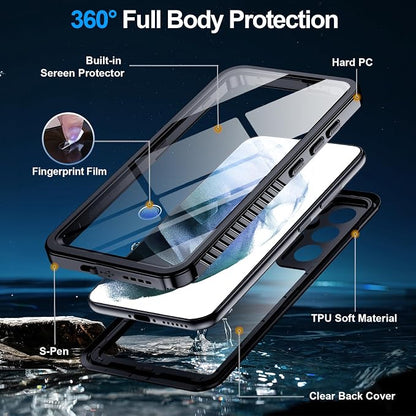 MOZOTER for Samsung Galaxy S21 Plus Case Waterproof,[IPX8 Underwater Case][Full Body Shockproof & Military Dropproof] Clear Sound Quality Built-in Screen Protector for Samsung S21 Plus 6.7 inch-Black