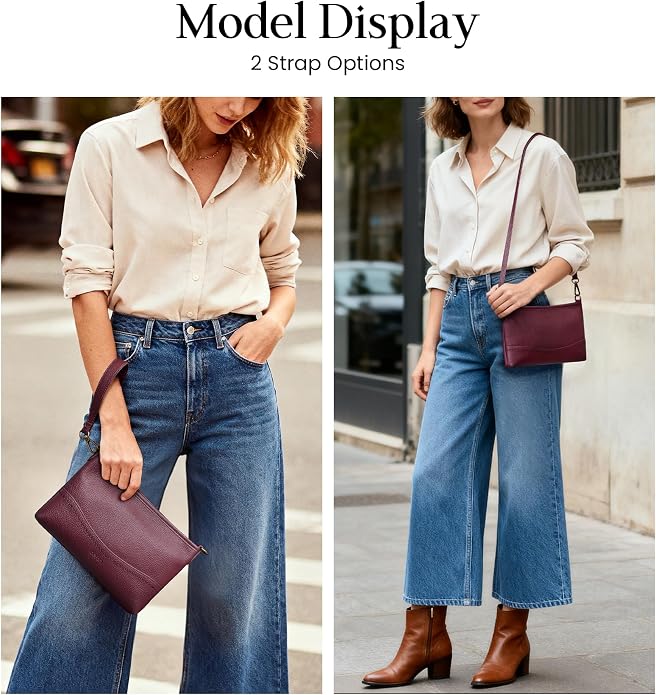 befen Genuine Leather Wristlet Wallet for Women Soft RFID Leather Clutch Purse with Built in Wallet Trendy Crossbody Bag