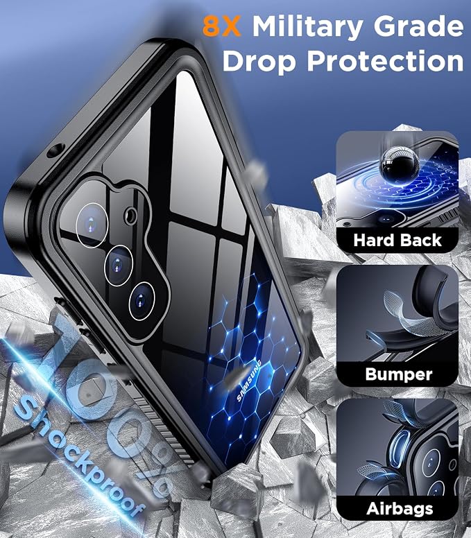 Temdan Designed for Samsung Galaxy S24 Case,Waterproof Built-in Lens & Screen Protector [Full Body Shockproof][Military Drop Proof][IP68 Underwater] Phone Case for Galaxy S24 5G-Green (2024)