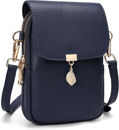 Small Crossbody Bags for Women Leather Multi Pocket Cell Phone Purse with RFID Blocking Card Slots for Everyday Use