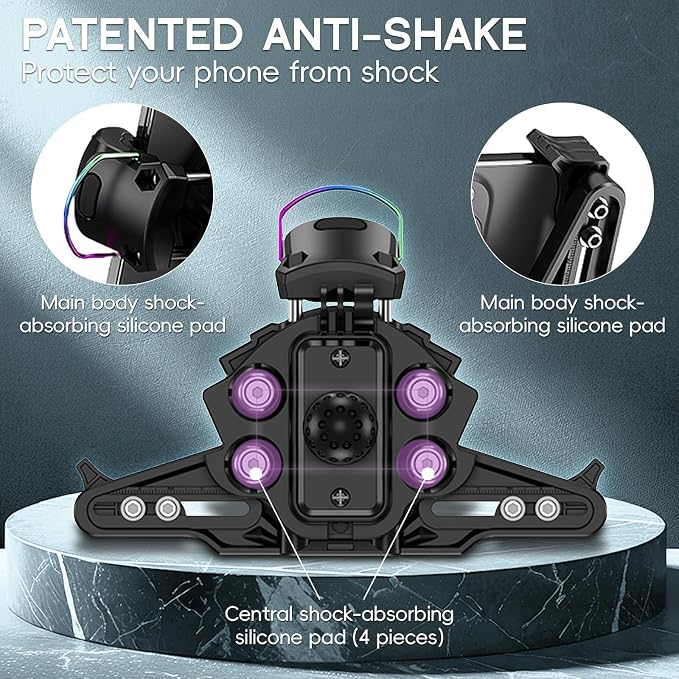 Motorcycle Phone Mount Holder，Bicycle Phone Mount,Metal Extension Arm-Dual Vibration Dampener,Suitable for Handlebar and Rearview Mirror Installation,Clamp for 4.7-7.2" Smartphone