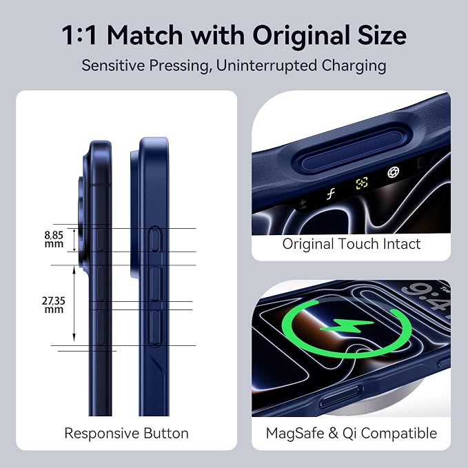 CASEKOO Armor Shockproof Designed for iPhone 17 Pro Max Case [16FT Military Grade Protection] Matte Finish Protective Phone Case Anti-Fingerprint Thin Slim Hard Cover for iPhone 17 Pro Max - Deep Blue